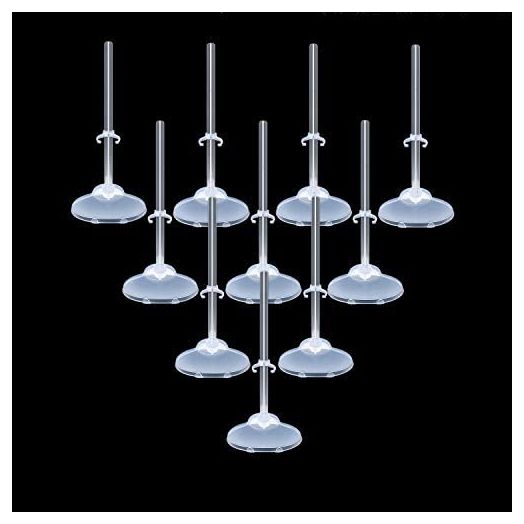 U.WILL 10 Pcs Toy Stand Support for Dolls Prop up Mannequin Model Display Holder,Doll Stands for 11" to 13" Dolls and Action Figures Doll Accessories Transparent