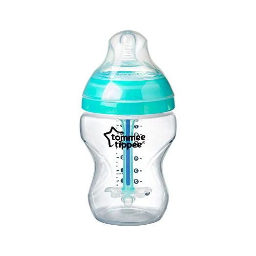 Tommee Tippee Anti-Colic Baby Bottle, Slow Flow Breast-Like Nipple and Unique Anti-Colic Venting System, 9oz, 1 Count, Clear
