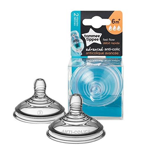 Tommee Tippee Advanced Anti-Colic Fast Flow Baby Bottle Nipples, 6m+ – 2pk