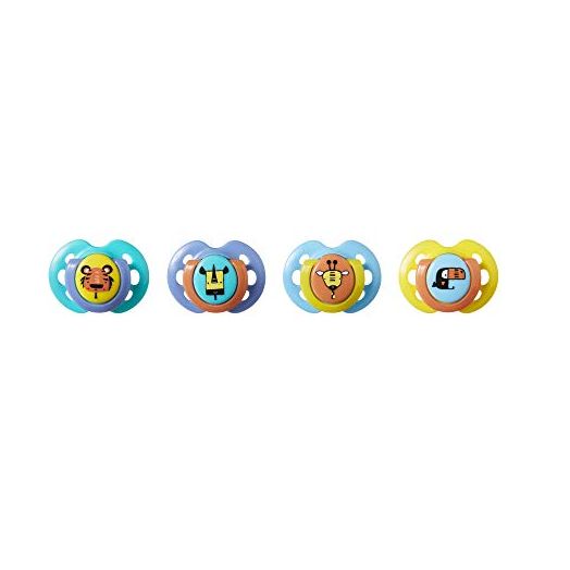 Tommee Tippee Fun Style Pacifiers, Symmetrical Design, BPA-Free Silicone Binkies, 0-6m, 4 Count