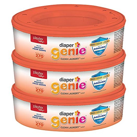 Diaper Genie Refill Bags Clean Laundry Scent, 270 Count (3-Pack) | Each Refill Ring Holds Up to 270 Newborn Diapers | Compatible with All Diaper Genie Pails
