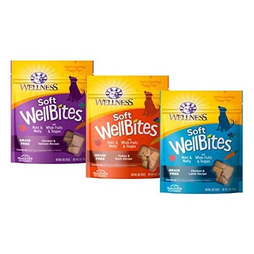 WN Wellness Soft WellBites Variety Pack, 6 Ounces Each, Chicken & Venison, Turkey & Duck, Chicken & Lamb, Grain-Free Dog Treats