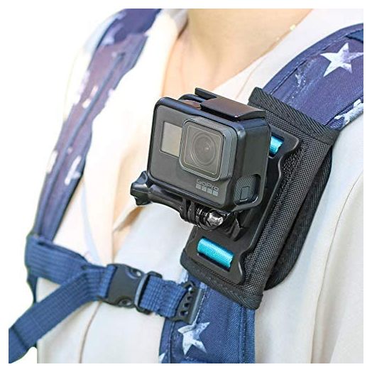 Backpack Shoulder Strap Mount Camera with Adjustable Shoulder Pad and 360 Degree Rotating Base Compatible with GoPro Hero 10 Black, Hero 9/8/7/6/5/4/3+, OSMO Action, Xiaoyi 4K and Most Action Cameras