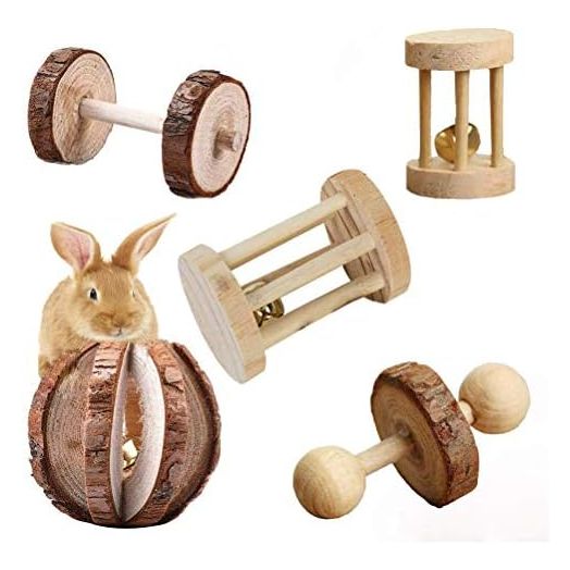 5 Pcs Hamster Chew Toys,Vankcp Natural Wooden Chew Toys Pets Teeth Care Molar Ball for Small Animals Cat Rabbits Rat Guinea Pig (5P)