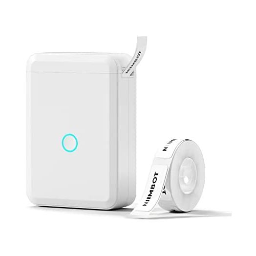Label Maker D110 Portable Wireless Connect Rechargeable Mini Sticker Printer with 0.59x1.18 Inches Labels for Phone Compatible School Office Home Organization White