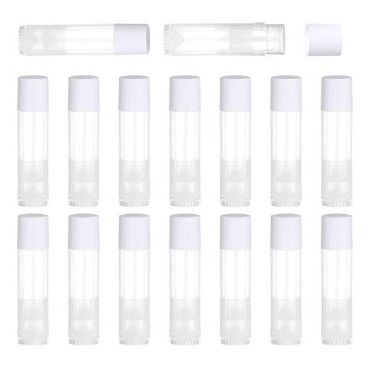 100 Pieces Lip Balm Empty Container Clear Tubes with White Caps 3/16 Oz (5.5 ml), 100 Tubes and 100 Caps