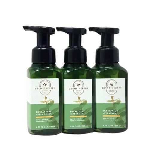 Bath & Body Works Aromatherapy Stress Relief Eucalyptus Spearmint Gentle Foaming Hand Soap 8.75 fl.oz Set of 3