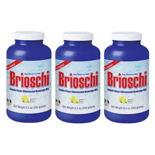 Brioschi Italian Lemon Flavored Effervescent Heartburn, Upset Stomach, Acid Indigestion, 8.5 oz bottle (Pack of 3)