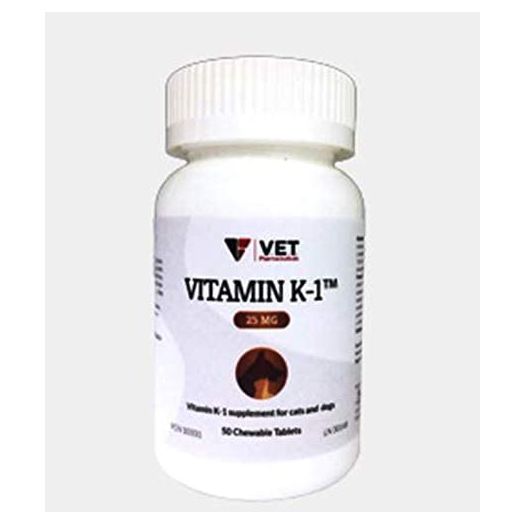 Vitamin K1 25 mg [V.E.T. Pharmaceuticals], 50 Chewable Tablets