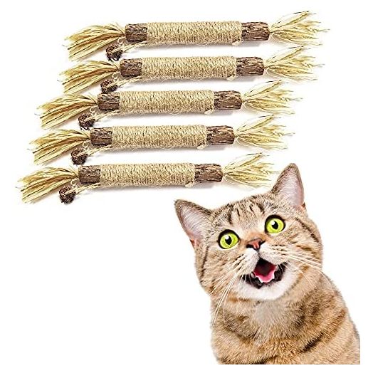 HomeDoReMi Cat Toy 5 Packs , King Size Cat Chew Toy, Kitten Teething Toys, Cat Chew Toys for Aggressive Chewers, Silvervine Chew Sticks for Cats, Catnip Sticks,Calm Cat Anxiety and Stress