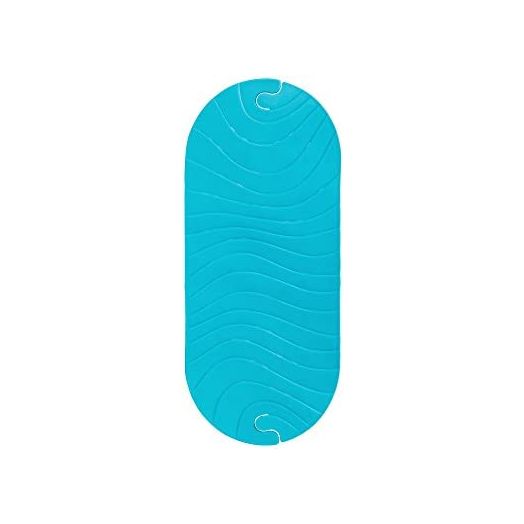 Boon RIPPLE Textured Non Slip Baby Bath Tub Mat with Hanging Hook and Drain Holes, Blue