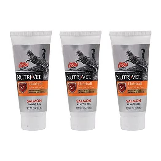 Nutri-Vet 3 Pack of Hairball Paw-Gel for Cats, 3 Ounces Each, Salmon Flavor