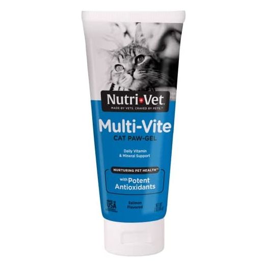 Nutri-Vet Multi-Vite Multivitamin Paw Gel for Cats | Daily Vitamin and Mineral Support | Salmon, 3 Ounce Tube