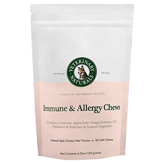 Veterinary Naturals - Immune & Allergy Chews - Probiotic Dog Treats - 60 Soft Chews - Allergy Relief from Food & Environmental Allergies, Help Improve Skin & Coat, Boost Overall Health