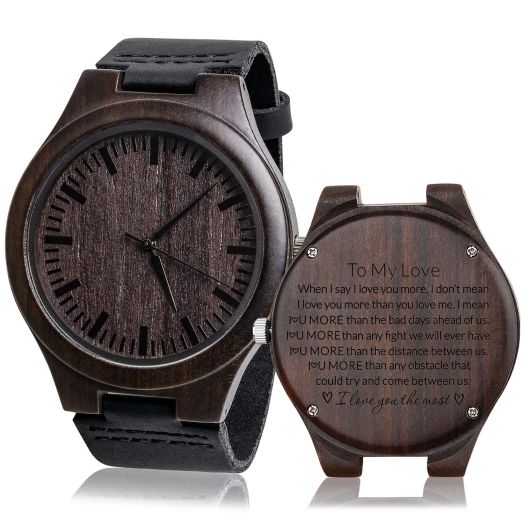 KOSTING Wrist Watches Personalized Engraved Mens Wooden Watches Classic Unique Gifts for Husband Boyfriend