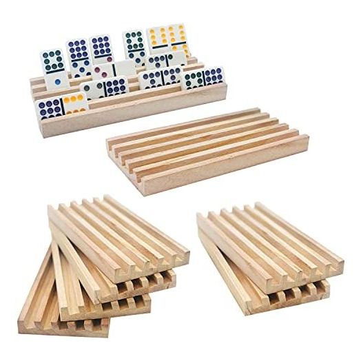 Wooden Domino Trays/Racks Set of 8 Mexican Train Domino Trays/Racks Holders Rummy Rack Domino Tiles Holders