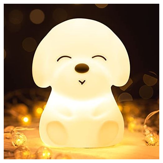 Mubarek Cute Night Light for Kids, 16 Color Changing Kids Night Light Lamp, Rechargeable Silicone Baby Night Light, Kawaii Room Decor Animal Toddler Night Lights, Portable Tap Dog Light Kids Lamp Gift