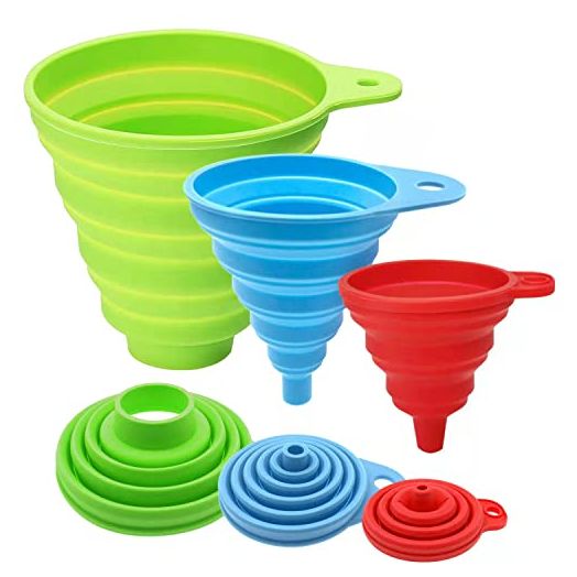 Funnels for Filling Bottles, Kitchen Funnel, Food Grade Silicone Collapsible Funnel, Liquid, Powder Transfer (3 Pack)