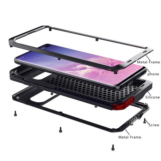 Galaxy S10 Plus Case,Marrkey Heavy Duty Shockproof [Tough Armour] Aluminum Alloy Metal Sturdy Hard Case with Anti Shake Silicone for Samsung Galaxy S10+ - Black