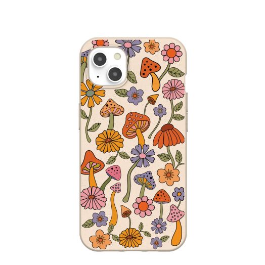 Pela: Phone Case for iPhone 13 | Made from Plants | Sleek & Light Design with Protection (Seashell Shrooms and Blooms)