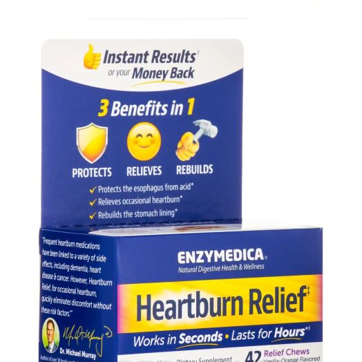 Enzymedica Heartburn Relief, Vanilla-Orange Flavored - 42 Chews
