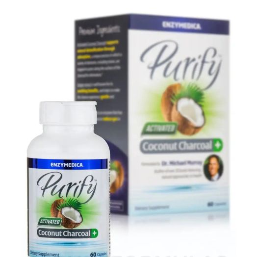 Enzymedica Purify Activated Coconut Charcoal Plus - 72 Capsules