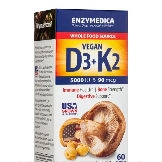 Enzymedica Vegan Vitamin D3 + K2 - 60 Capsules