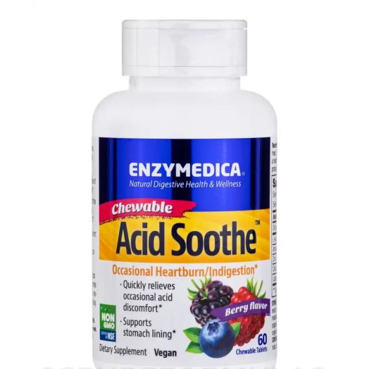 Enzymedica Chewable Acid Soothe, Berry Flavor - 60 Chewable Tablets
