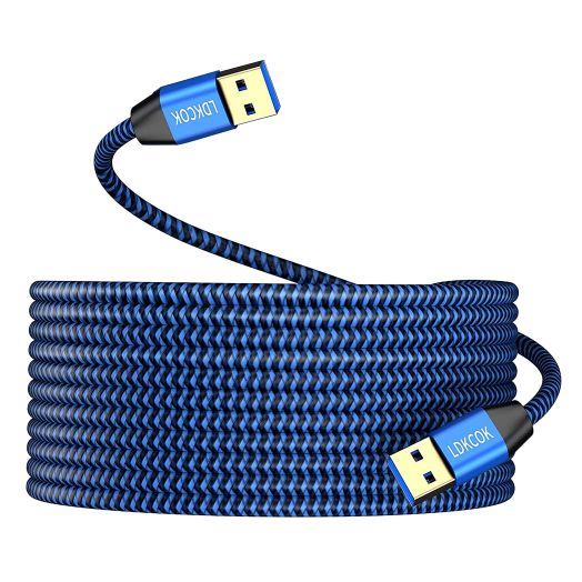 USB to USB Cable 20FT,Durable Braidedfor USB 3.0 Male to Male Type A to Type A Cable Data Transfer Compatible with Hard Drive, Laptop, DVD Player, TV, USB 3.0 Hub, Monitor, Camera, Set Up Box and More