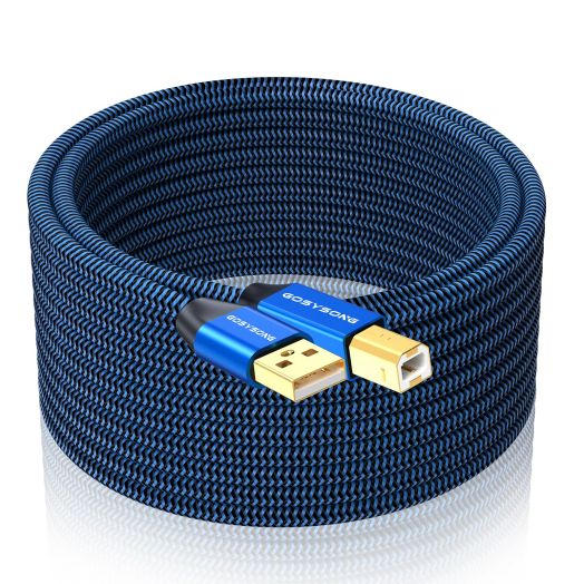 GOSYSONG USB Printer Cable 20ft, USB 2.0 Printer Cord, High Speed Type A to Type B Printer USB Cable Compatible with HP, Canon, Dell, Epson, Xerox and More (Blue)