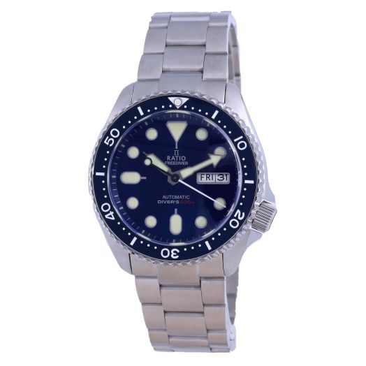 RATIO FreeDiver Dive Watch Sapphire Crystal Automatic Diver Watch 200M Water Resistant Diving Watch for Men (Blue)
