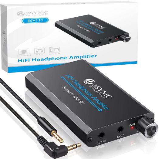 eSynic Professional 16-300O Headphone Amplifier Portable Headphone Volume Amplifier Rechargeble Headphone Amp Desktop Amp With 3.5mm Jack & A Two-stage Gain Switch for MP3 MP4 Phones and Computers etc