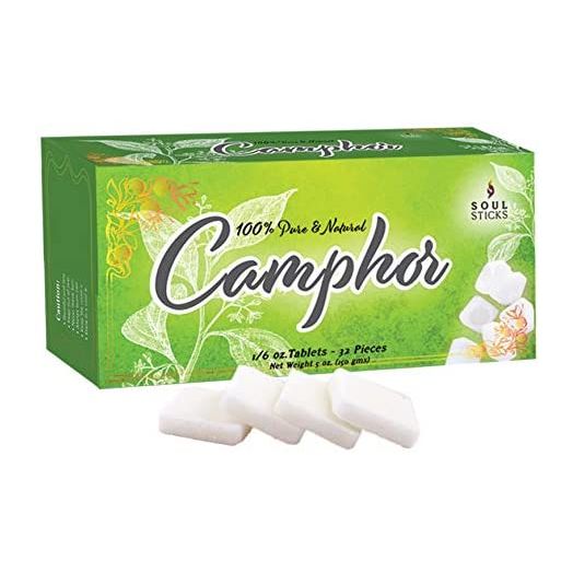 Soul Sticks Camphor Tablets | Premium Quality Refined Camphor Blocks 100% Natural for Aromatherapy, Odor Eliminator, Puja, Alcanfor | 32 Tablets (150 Gram)