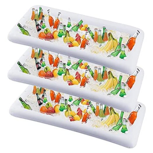 DR.DUDU Inflatable Serving Bar, Ice Serving Buffet Salad Cooler Food Drink Containers with Drain Plug (3 Pack)