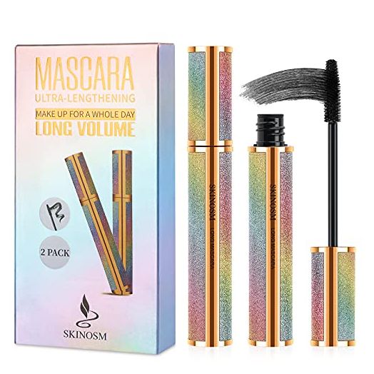 Mascara Black Volume and Length Lasting All Day, 4D Silk Fiber Lash Mascara (2 Pack)
