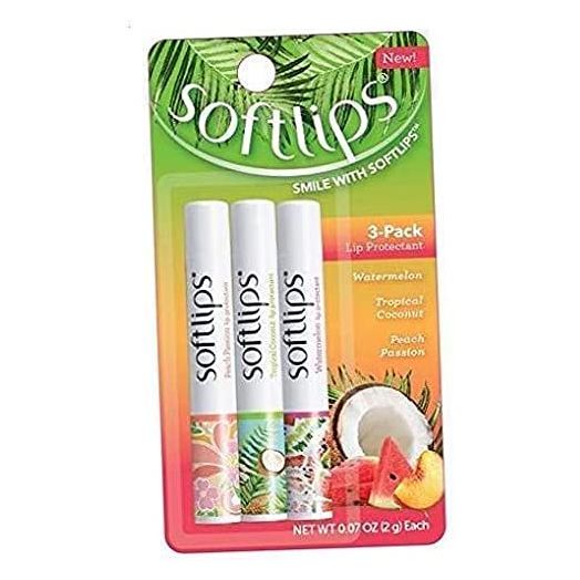 Softlips Limited Edition Tropical Flavors Set: Peach Passion, Tropical Coconut, Watermelon (3 Sticks)