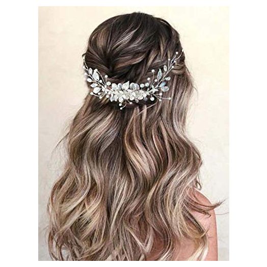 Gorais Bride Wedding Hair Vine Flower Bridal Headpieces Pearl Hair Accessories for Women and Girls (A-Silver)