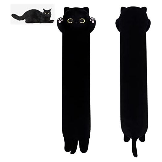 Long Cat Plush Pillow,Cute Long Cat Stuffed Animals Soft Long Cat Plushie, Black Cat Plush Stuffed Cat for Kids Birthday Christmas