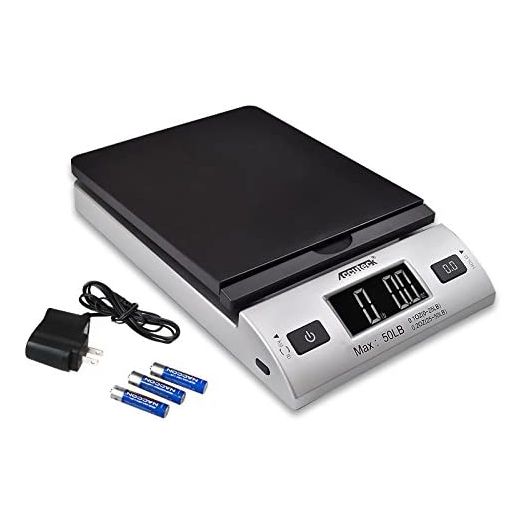 ACCUTECK All-in-1 Series W-8250-50bs A-Pt 50 Digital Shipping Postal Scale with Ac Adapter, Silver