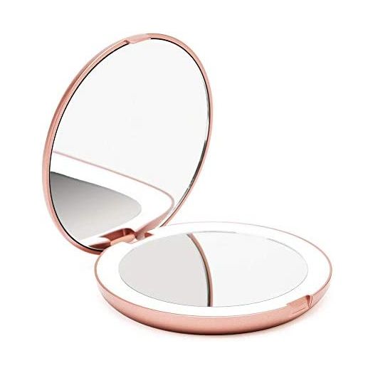 Fancii LED Lighted Travel Makeup Mirror, 1x/10x Magnification (Lumi)