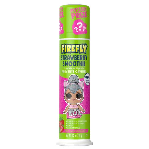 Firefly LOL Natural No Artificial Sweeteners & Whitening Kids Toothpastes, Strawberry Smoothie, 4, 2 oz