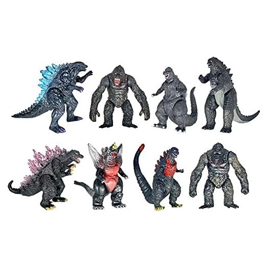 TwCare Set of 8 King Kong vs Godzilla Toys Movable Joint Action Figures King of The Monsters Birthday Dinosaur Kid Gift Cake Toppers