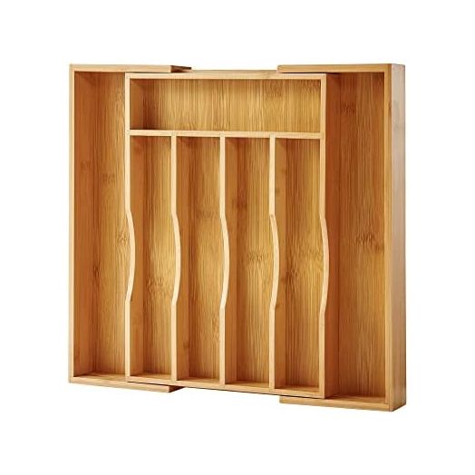 ORIDOM Expandable Bamboo Kitchen Drawer Organizer for Cutlery and Utensils