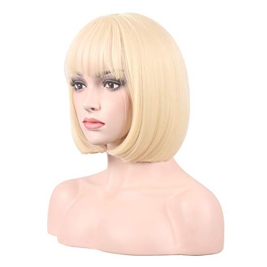 wildcos Short 12 Inches Straight Synthetic Cosplay Wig for Women (blonde)