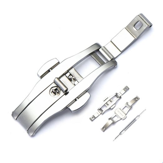 Nice Pies Stainless Steel Butterfly Deployment Clasp Push Button Folding Buckle Replacement for Steel Watch Strap/Ceramic Watchband(23MMX6MM)