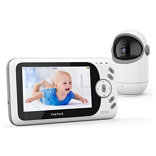 Video Baby Monitor, TakTark BM801 Baby Camera Monitor with 4.3" Screen No WiFi, Remote Pan Tilt, 2 Way Audio, Auto Night Vision, Room Temperature, Power Saving Mode and 8 Lullabies, 850ft Long Range