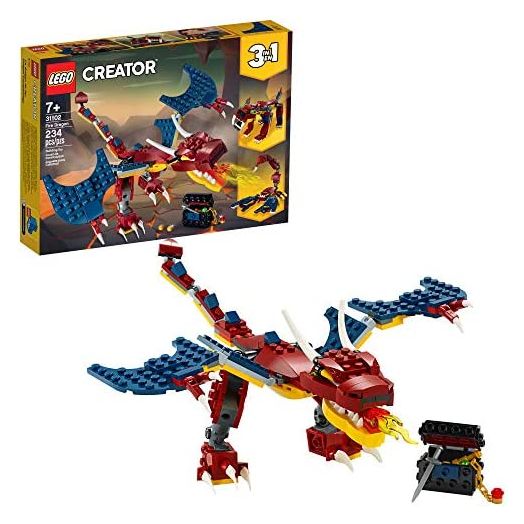 LEGO Creator 3in1 Fire Dragon 31102 Building Kit, Cool Buildable Toy for Kids (234 Pieces)