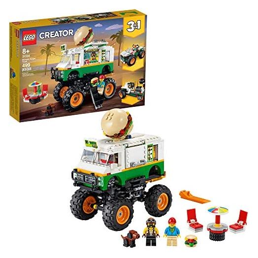LEGO Creator 3in1 Monster Burger Truck 31104 Building Kit, Cool Buildable Toy for Kids (499 Pieces)