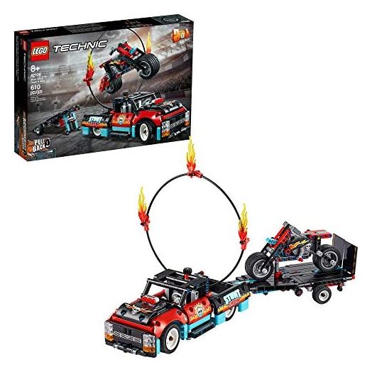 LEGO Technic Stunt Show Truck & Bike 42106; Includes Stunt Motorcycle, Toy Truck and Trailer (P10 Pieces)