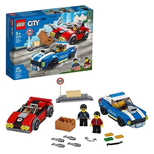 LEGO City Police Highway Arrest 60242 Police Toy, Fun Building Set for Kids (185 Pieces)